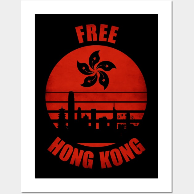 Free Hong Kong strong - vintage HK flag - Yellow umbrella movement protest Wall Art by Vane22april